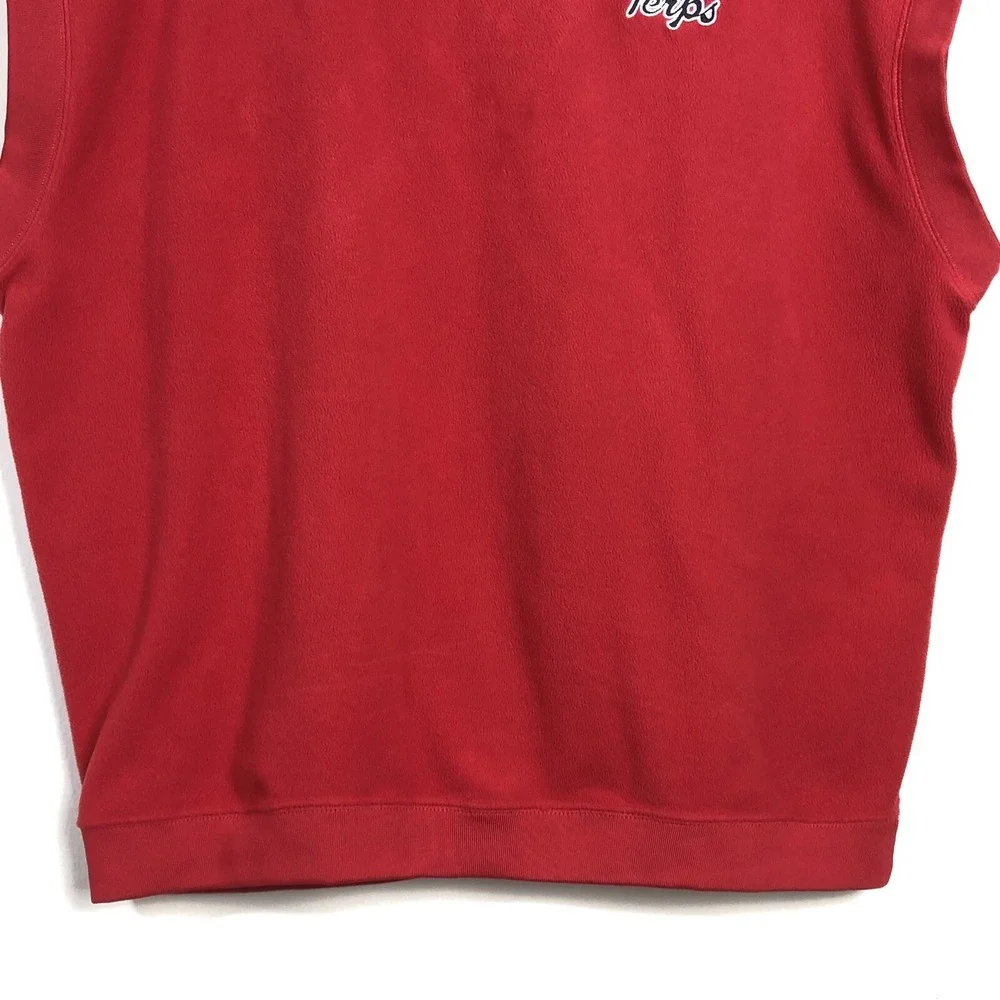 Maryland Terrapins Sweater Vest Mens Large Red Under Armour Fleece Script Terps
